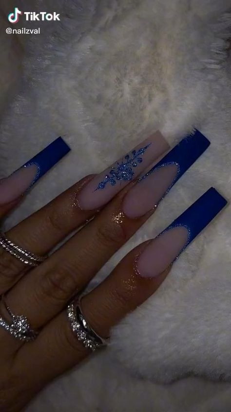 Long Acrylic Nails Square, Nail Colors 2023, Acrylic Nails Square, Blue Prom Nails, Quinceanera Nails, Colors 2023, Blue Acrylic Nails, Ombre Acrylic Nails, Winter Nails Acrylic