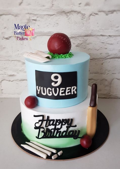 Customized cakes, theme cake Badminton Cake Design, Cake For Cricket Lovers, Cricket Theme Cake Birthdays, 10th Birthday Cakes For Boys, Cricket Party, Cricket Birthday Cake, Cricket Theme Cake, Cricket Cake, Roblox Birthday Cake