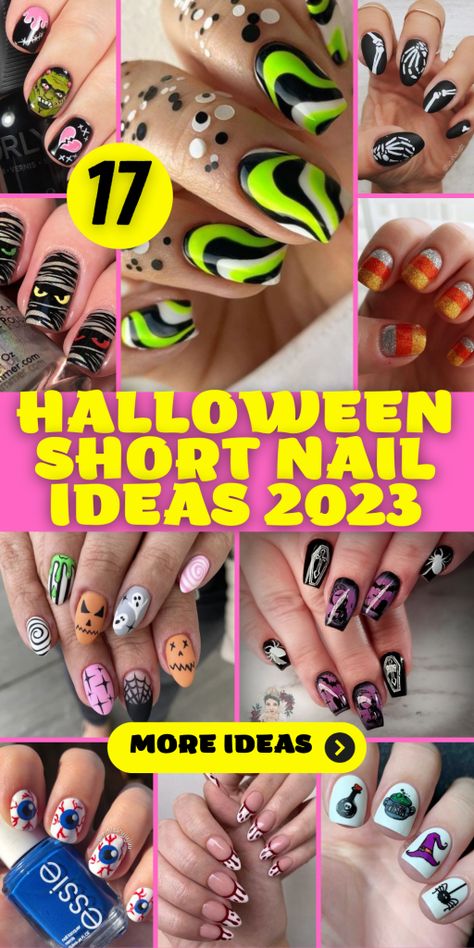 Pastel Halloween Nails, Toenails Ideas, Halloween Short Nails, Short Nails Black, Scary Halloween Nails Design, Nail Ideas For 2023, Disney Halloween Nails, Fun Halloween Nails, Short Nail Ideas