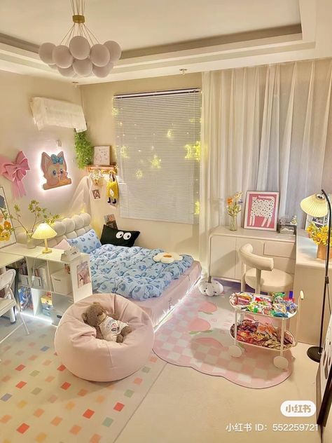 House Design Cute, Korea Room Aesthetic, Room Aesthetic Pastel, Room Aesthetic Night, Room Aesthetic Wallpaper, Korea Room, Room Aesthetic Vintage, Room Aesthetic Pink, Pastel Room Decor