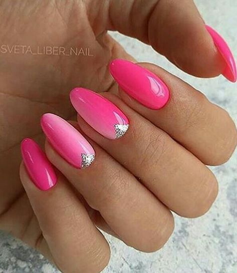 Pink Silver Nails Cerise Pink Nails, Pink Silver Nails, Nail Art Color, Nail Art Idea, Rose Fushia, Pink Nail Art, Cerise Pink, Beauty Hair Makeup, Silver Nails