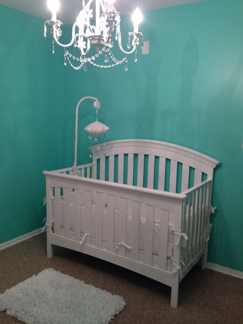 Tiffany Nursery, Robins Egg Blue Nursery, Tiffany Blue Nursery, Nursery Teal And Gray, Tiffany Blue Rooms, Turquoise Changing Table, Baby Girl Nursery Teal, Tiffany Blue Bedroom, Tiffany And Co