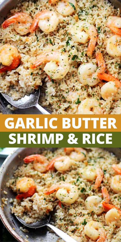 Garlic Butter Shrimp And Rice, Quick Shrimp Dinner, Shrimp And Rice Dishes, Shrimp And Rice Recipes, Juicy Shrimp, Shrimp Dinner, Garlic Butter Shrimp, Rice Side Dishes, Shrimp And Rice