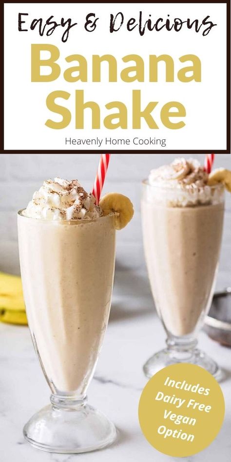 Vegan Banana Milkshake, Oatmilk Milk Shake, Banana Milk Shake Recipes, Dairy Free Shakes, Banana Shake Recipe Milkshakes, Milk Shake Without Ice Cream, Banana Milkshake Without Ice Cream, Summer Milkshakes, Milkshake Recipe Without Ice Cream