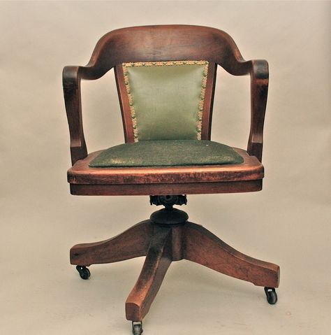 Vintage Antique Wooden Swivel Bankers or Library Chair | Chairs ... Wooden Desk Chair, Wood Desk Chair, Bankers Desk, Vintage Office Desk, Vintage Desk Chair, Bankers Chair, Wooden Desk Chairs, Antique Library, Fancy Chair