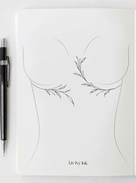 Small In Between Breast Tattoo, Fine Line Tattoo Under Breast, Simple Sternum Tattoo, Feather Tattoos Underboob, Underboob Tattoos, Between Breast Tattoos For Women, Under Breast Tattoo, Fine Line Sternum Tattoo, Tattoo Under Breast