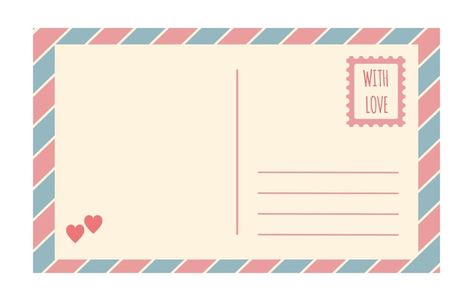 Vintage Postcard Template, Blank Postcard, Valentines Party Decor, Postal Vintage, Wedding Postcard, Postcard Template, Aura Colors, Post Stamp, Valentines Party