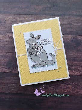 Hopping By With Kangaroo & Company Stampin Up Kangaroo & Company, Company Paper, Animal Cards, Embossing Folder, Baby Cards, Neutral Color, Say Hi, Next Week, Stampin Up Cards