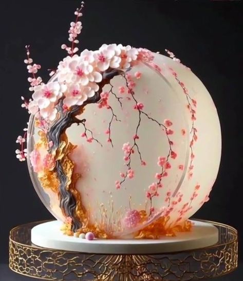 Cherry Blossom Wedding Cake, Victorian Cakes, Buttercream Designs, Cherry Blossom Cake, Cake Decoration Ideas, Unique Cakes Designs, Anime Cake, Aesthetic Cake, Happy Birthday Cake Pictures