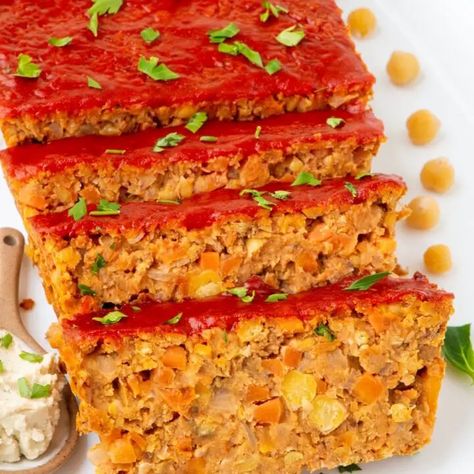 Vegan Chickpea Meatloaf - WellnessDove Chickpea Meatloaf, Vegan Chickpea, Dry Chickpeas, Vegan Main Dishes, Vegan Eats, Chickpea Flour, Cooked Veggies, Nutrition Labels, Meatloaf Recipes