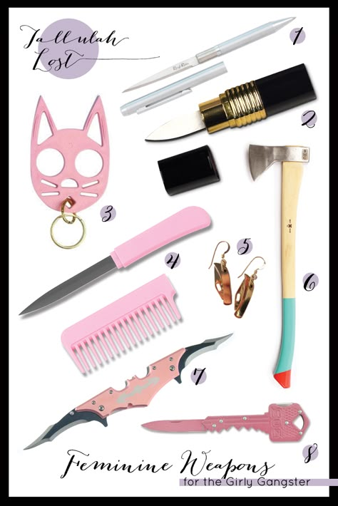 Feminine Weapons for the Girly Gangster - self defense :) Lipstick Knife, Stun Baton, Best Concealed Carry, Self Defense Women, Self Defense Tips, Desain Pantry, Pretty Knives, Krav Maga, Survival Prepping