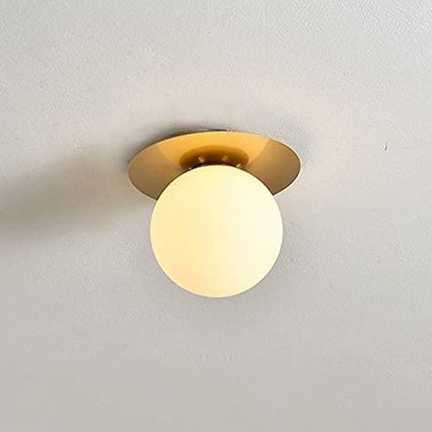 CraftThink Flush Mount Ceiling Light, Modern Ball Ceiling Mounted Fixture Light 6" Wide Minimalist 1 Head Glass Flush Light for Balcony Bedroom Kids Room Bedroom Hallway (Gold with White Glass) - - Amazon.com Balcony Bedroom, Flush Light, Entry Hallway, Bedroom Kids, Modern Light Fixtures, Bedroom Hallway, Flush Mount Ceiling, Flush Mount Ceiling Lights, Ceiling Light Fixtures