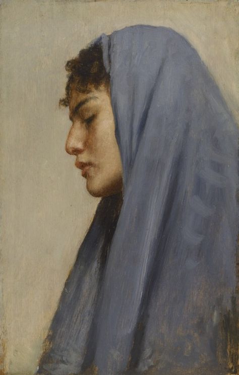 Profile Head of a Young Woman, circa 1878, Carl Leopold Müller, Egypt, Portrait Portraiture Painting, Arabic Art, Ethereal Art, Art Google, Art Reference Photos, Young Woman, Painting Inspiration, Classic Art, Portrait Painting