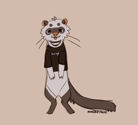 Anthro Otter Character Design, Otter Fursona Art, Anthropormophic Animal Art, Ferret Fursona Art, Ferret Art Drawing, Weasel Fursona, Otter Anthro, Ferret Character Design, Skunk Fursona