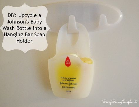 Upcycled-Johnson-Baby-wash-soap-holder-dIY Soap Holder Diy, Diy Soap Dish Holder, Diy Soap Holder, Diy Dish Soap, Bar Soap Holder, Diy Plastic Bottle, Hobbies To Try, Diy Bar, Repurposed Items