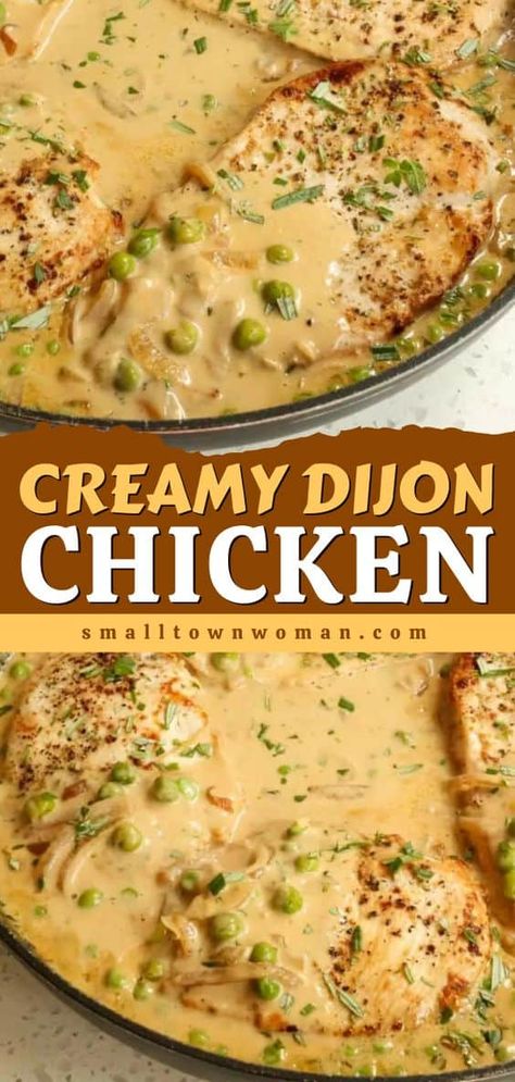 You're just 30 minutes away from this easy chicken dish! It will become one of your go-to weeknight dinners. Cooked in a creamy sauce with a touch of thyme and rosemary, this dijon chicken recipe is so good! Crockpot Dijon Chicken, Dijon Recipes, Fun Dinner Ideas For Family, Sunday Family Dinner Ideas, Creamy Dijon Chicken, Dijon Mustard Chicken, Dijon Chicken Recipes, Fun Dinner Ideas, Sunday Family Dinner