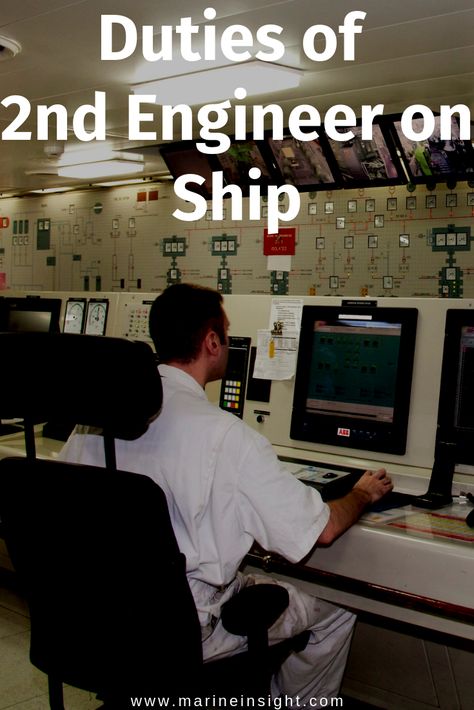 One of the most important positions in the hierarchy level of maritime professionals working on the ship is the position of Second engineer. As the position comes under the management level category, second engineer’s job is not only limited to carry out his own duties but also to look after the entire operation of the engine room and other technical aspects of the ship.  #merchantnavy #engineer #ship #maritime #marineinsight Ship Engineering, Liveaboard Sailboat, Emergency Generator, Pollution Prevention, Safety Management System, Marine Engineering, Engine Room, Construction Safety, Merchant Navy