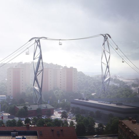 Gothenburg Cable Car by UNStudio Studio 666, Infrastructure Architecture, Rooftop Cinema, Ski Village, Viewing Platform, Urban Mobility, Danish Architecture, Woodland House, Car Station