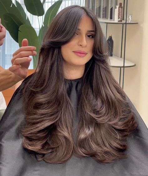 Chocolate Auburn Hair, Layered Haircuts For Long Hair, Layers Long, Long Hair Highlights, Haircuts Long, Rambut Brunette, Haircuts For Long Hair With Layers, Hair Inspiration Long, Bangs Long