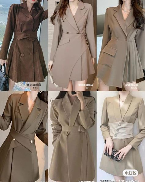 Blazer Dress Outfits Plus Size, Trench Coat Aesthetic, Model Jas, Blazer Korean Style, Wedding Plus Size, Wedding Outfit Guest, Summer Wedding Outfit, Woman Suit Fashion, Korean Fashion Dress