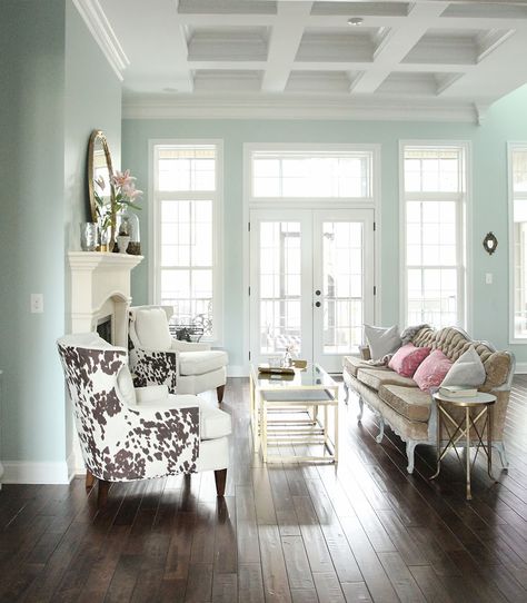 Wall color in this room is Sherwin-Williams' Rainwashed... Rainwashed Sherwin Williams, Salon Suites, Piano Room, Paint Colors For Home, Room Paint, Wall Color, Room Colors, Sherwin Williams, Apartment Therapy