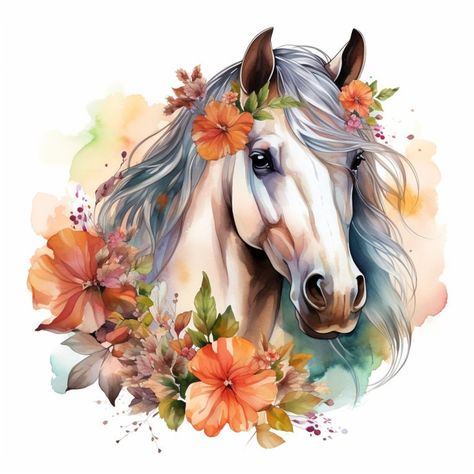 Emmy Kalia, Horse Flowers, Fantasy Horses, Watercolor Horse, Shoulder Tattoos For Women, Horse Drawings, Elegant Tattoos, Cute Wild Animals, Horse Art