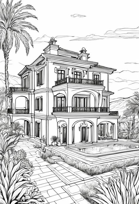 Mansion Coloring Pages, Abstract Coloring Pages, House Colouring Pages, Free Coloring Sheets, Free Adult Coloring Pages, Vision Board Photos, Buying A House, Earthship, Victorian Houses