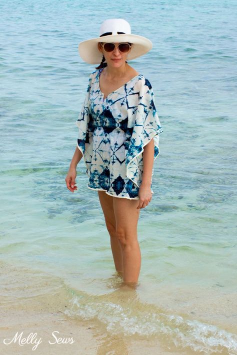 Diy Easy Dress, Diy Beach Cover Up, Swimsuit Coverup Pattern, Beach Coverup Pattern, Kimono Swim Cover Up, Melly Sews, Diy Beach, Easy Dress, Beach Diy