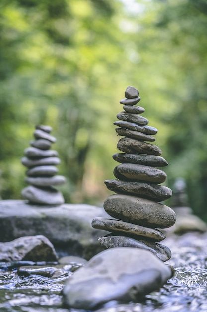 Vertical shot of two stone pyramids bala... | Free Photo #Freepik #freephoto #rock #river #peace #meditation Stepping Stone Pavers, River Rock Garden, Stepping Stone Paths, Garden Pavers, Pool Pavers, Meditation Photos, Zen Rock Garden, Garden Paving, Garden Stepping Stones