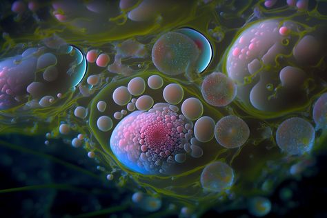 CGI-rendered circular lipids moving slowly outward form a central area. They are almost reminiscent of bubbles. Pen Tablet, Colossal Art, Art Archive, Graphic Design Print, Graphic Design Illustration, Art Videos, Amazing Art, Graphic Illustration, Digital Artist