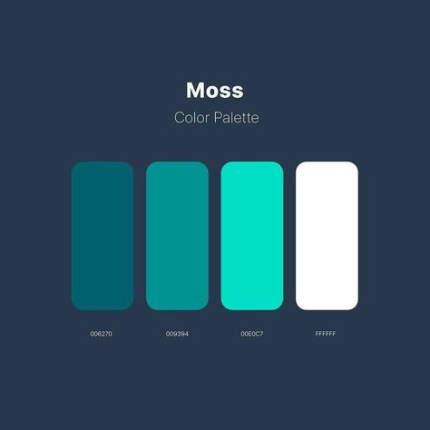 Aqua Moss Colour Palette Color Plattes, App Design Ideas, Rollup Design, Web Design Color, Flat Color Palette, News Logo, Ui Color, Gradient Color Design, Website Color Palette