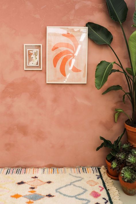 Pink Lime Wash, Lab Paint, Lime Wash Walls, Limewash Walls, Modern Mexican Home, Peach Walls, Moroccan Wall, Washing Walls, Pink Paint