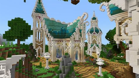 Minecraft Elvish Castle, Elven Buildings Minecraft, Elven Minecraft House, Minecraft Elven Castle, Elvish Minecraft Builds, Minecraft Elvish Builds, Minecraft Elven Build, Elven Minecraft, Minecraft Elven