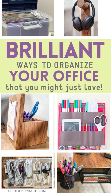 Office Organization Hacks, Home Office Organization Ideas, Small Office Organization, Office Organization Ideas, Office Hacks, Office Organizing, Work Cubicle, Office Organization At Work, Driven By Decor