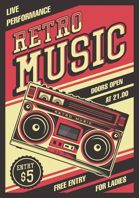 Retro Boombox Vintage Poster Jerry Wallpapers, Images Pop Art, 80s Poster, Vintage Aesthetic Retro, Poster Graphic Design, Retro Style Posters, Poster Vintage Retro, Retro Radios, Desain Quilling