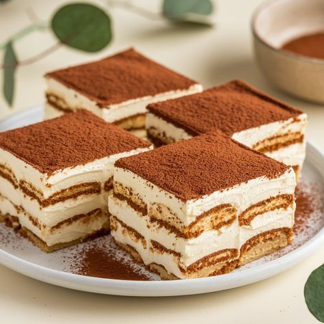 This Classic Tiramisu is a rich and creamy dessert that�’s perfect for any occasion! 🍰☕ Layers of espresso-soaked ladyfingers and mascarpone cream make every bite a dream! #Ingredients: **For the Filling:** - 6 large egg yolks - 3/4 cup granulated sugar - 1 cup mascarpone cheese - 1 1/2 cups heavy cream **For the Layers:** - 1 1/2 cups brewed espresso (or strong coffee), cooled - 1/4 cup coffee liqueur (optional) - 1 package (7 oz) ladyfingers (about 24) - 2 tablespoons unsweetened cocoa pow... Tiramisu Aesthetic, Classic Tiramisu, Mascarpone Cream, Coffee Liqueur, Lady Fingers, Mascarpone Cheese, Creamy Desserts, Egg Yolks, Strong Coffee