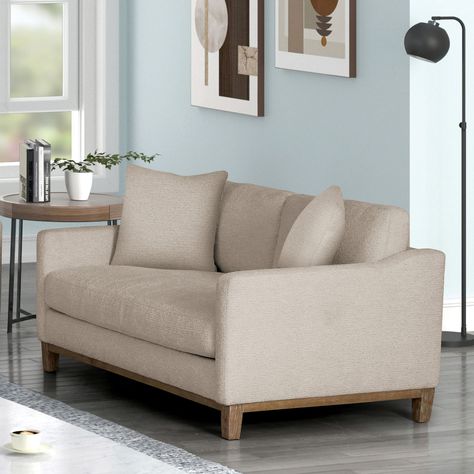 Streamlined style and inviting color are a perfect combination for this contemporary loveseat. Beige Loveseat, Contemporary Loveseat, Ornate Furniture, Kids Bedroom Sets, Oatmeal Color, Exposed Wood, Furniture Of America, Upholstered Sofa, Living Room Seating