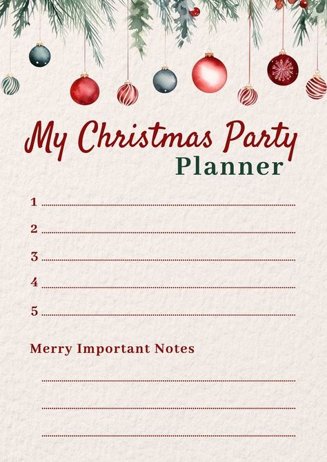 Christmas party planner template | premium image by rawpixel.com Christmas Party Planner, Party Planner Template, Christmas Template, Christmas Invitation, Notes Planner, Awesome Designs, Planner Templates, Aesthetic Things, Christmas Invitations