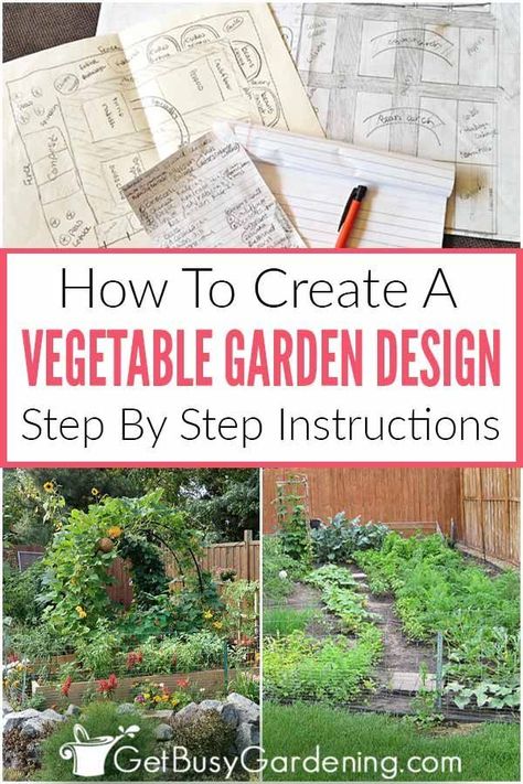 Drawing your DIY home vegetable garden layout may sound hard, but it’s simple (and fun too!). Whether your garden is large or small, in ground rows or raised beds, or the backyard or the front, follow these easy step-by-step instructions for how to design a vegetable garden for beginners (with pictures!). It will help you plan for companion planting, vertical structures, and crop rotation. Plus get tons of ideas and inspiration for designing a pretty garden.  #gardenlayouts Veggie Garden Layout, Vegetable Garden Layout Design, Vegetable Garden Layout, Garden For Beginners, Backyard Garden Layout, Garden Layout Vegetable, Vegetable Garden Planning, Vegetable Garden For Beginners, Backyard Vegetable Gardens