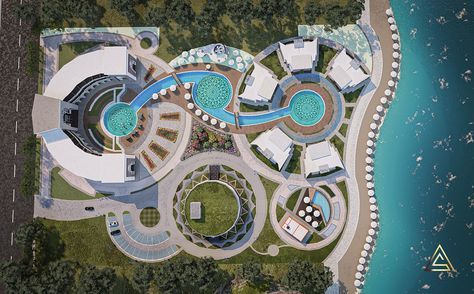 Beach Resort Architecture Plan, Resort Design Plan Layout, Resort Design Concept, Resort Landscaping, Resort Site Plan, Eco Resort Architecture, Resort Landscape Design, Resorts Design, Hotel Project Architecture