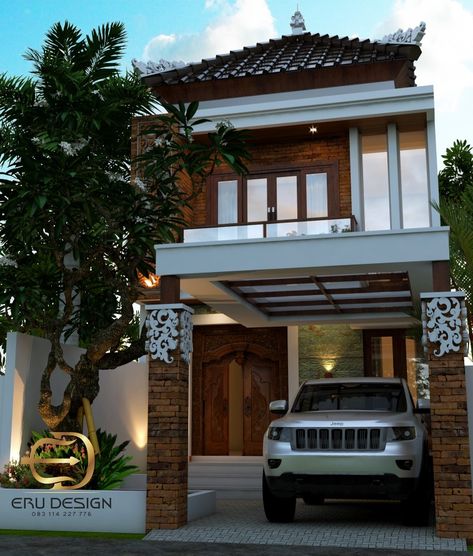 Modern Java House, Entrance Hall Decor, Tropical House Design, Home Structure, Tv Unit Interior Design, Bali House, Classic House Exterior, Industrial Design Furniture, Architectural Design House Plans