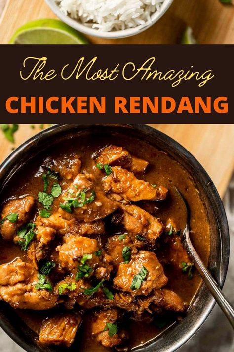 Rendang Recipe, Chicken Rendang, Coconut Jasmine Rice, Malaysian Chicken, Indian Chicken Dishes, Malaysian Recipes, Chicken Ideas, Yummy Chicken, Indian Chicken