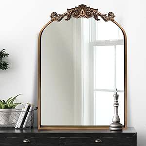 Arched Gold Mirror, Gold Arch Mirror, Spring Living Room, Baroque Mirror, Victorian Bathroom, Staircase Decor, Bathroom Hallway, Gold Baroque, Arched Mirror