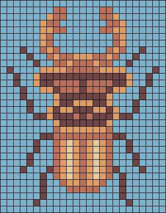 Pixel Beetle, Beetle Perler Beads, Bug Pixel Art Grid, Beetle Alpha Pattern, Bug Alpha Pattern, Bug Pixel Art, Beetle Cross Stitch, Bead Animals, Pony Bead Projects