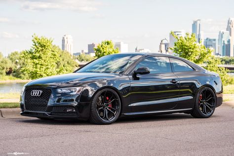 Fancy Look of Black Audi S5 Wearing Gloss Black Avant Garde Wheels Audi A4 Black, Blacked Out Cars, Avant Garde Wheels, Audi S5 Sportback, A5 Coupe, Audi A5 Coupe, Luxury Cars Audi, Black Audi, Dream Cars Bmw