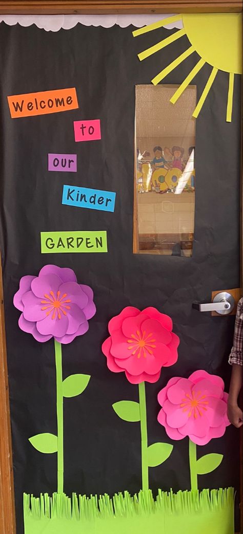 Welcome to our Kinder Garden Spring Door Garden Theme Classroom, Spring Classroom Door, Door Garden, Spring Classroom, School Doors, Garden Spring, Theme Classroom, Door Designs, Spring Door