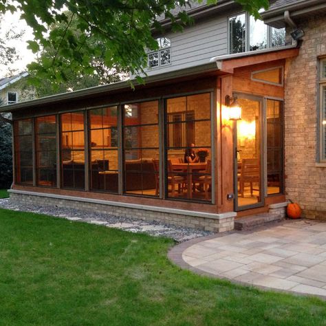 75 Screened-In Porch Ideas You'll Love - September, 2022 | Houzz Screen Porches, Three Season Porch, Screened Porch Designs, 4 Season Room, 3 Season Room, Sunroom Addition, Porch Fireplace, Screened Porches, Building A Porch