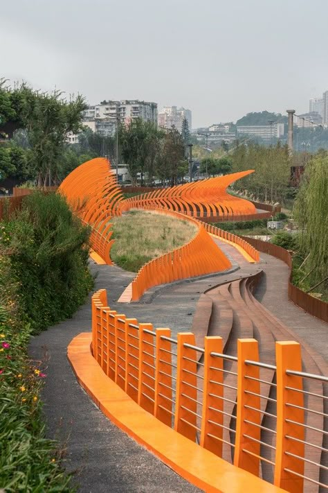 Zigong Dongxingsi Precinct Riverfront Park By Martha Schwartz Partners - RTF | Rethinking The Future Martha Schwartz, Yamaguchi Japan, Derelict House, Inari Shrine, Riverfront Park, Dragon Boating Racing, Sichuan China, Urban Landscape Design, Permaculture Design