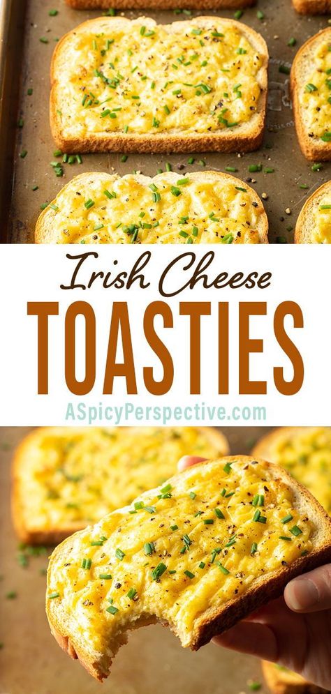 Irish Cheese Toasties, Cheese Toastie Recipes, Irish Cheese Dip, Dubliner Cheese Recipes, Easy British Recipes, Savory Toast Ideas, Unusual Breakfast Ideas, Irish Sandwiches, Scotch Eggs Recipe Baked