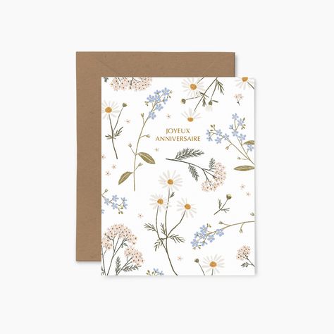 Little Flowers - Birthday Card - Greeting card - Illustrated card - Papier Fleuri Co. Joannie Houle, Flowers Birthday, Greeting Card Collection, Paper Illustration, Cover Paper, Montreal Canada, Card Illustration, Watercolor Drawing, Little Flowers